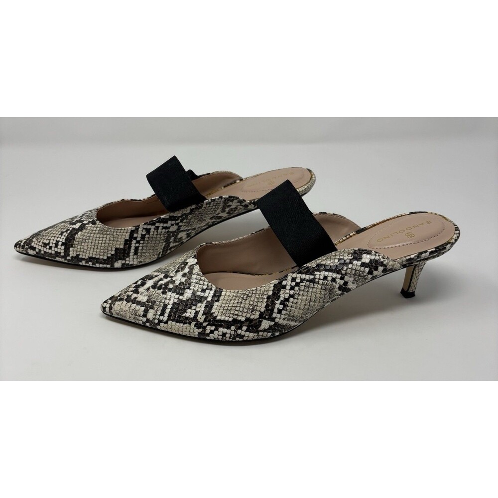 BANDOLINO Womens Beige Snake Myna Slip On Kitten Heel Mules Shoes 9.5 M